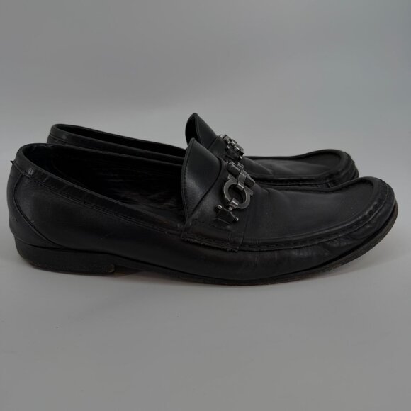 Salvatore Ferragamo Men Size 9.5 Black Leather Horsebit Loafer Dress Shoes main image 5